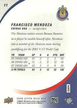 2008 Upper Deck MLS #11 Francisco Mendoza Back
