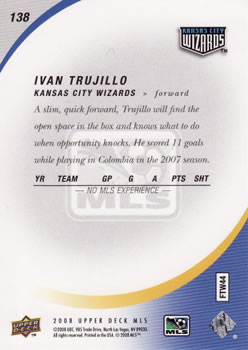 2008 Upper Deck MLS #138 Ivan Trujillo Back