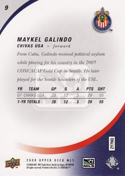 2008 Upper Deck MLS #9 Maykel Galindo Back