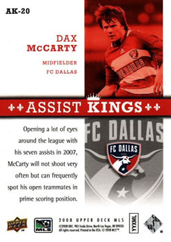 2008 Upper Deck MLS - Assist Kings #AK-20 Dax McCarty Back