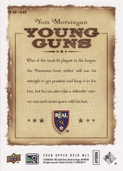 2008 Upper Deck MLS - Young Guns #YG-10 Yura Movsisyan Back