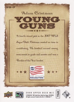 2008 Upper Deck MLS - Young Guns #YG-7 Adam Cristman Back