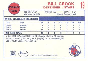 1987-88 Pacific MISL #19 Bill Crook Back