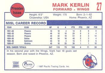 1987-88 Pacific MISL #27 Mark Kerlin Back