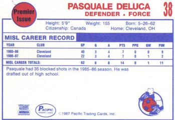 1987-88 Pacific MISL #38 Pasquale Deluca Back
