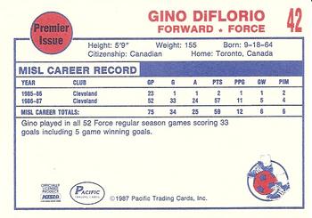1987-88 Pacific MISL #42 Gino DiFlorio Back