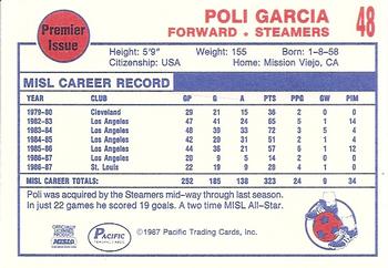 1987-88 Pacific MISL #48 Poli Garcia Back