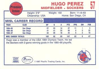 1987-88 Pacific MISL #57 Hugo Perez Back