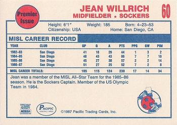 1987-88 Pacific MISL #60 Jean Willrich Back