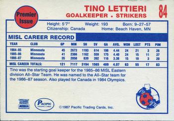 1987-88 Pacific MISL #84 Tino Lettieri Back