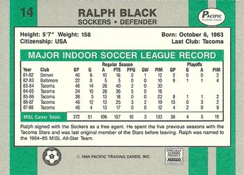 1988-89 Pacific MISL #14 Ralph Black Back