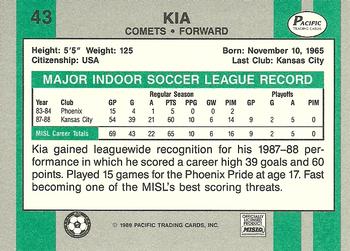 1988-89 Pacific MISL #43 Kia Back