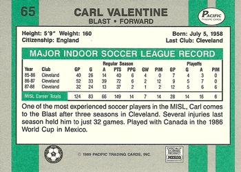 1988-89 Pacific MISL #65 Carl Valentine Back