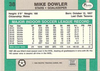 1988-89 Pacific MISL #38 Mike Dowler Back