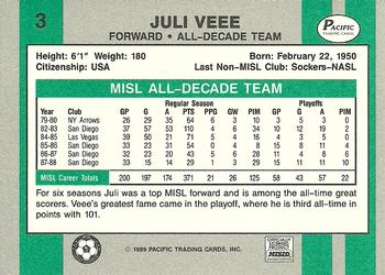 1988-89 Pacific MISL #3 Juli Veee Back