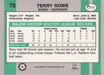1988-89 Pacific MISL #70 Terry Rowe Back