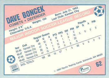 1989-90 Pacific MISL #62 Dave Boncek Back