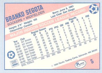 1989-90 Pacific MISL #5 Branko Segota Back