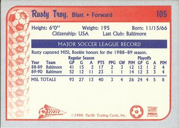 1990-91 Pacific MSL #105 Rusty Troy Back