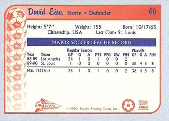 1990-91 Pacific MSL #40 David Eise Back