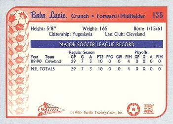 1990-91 Pacific MSL #135 Bobo Lucic Back