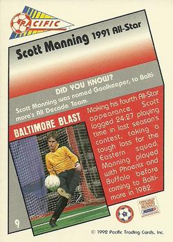 1991-92 Pacific MSL #9 Scott Manning Back