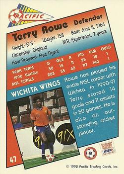 1991-92 Pacific MSL #47 Terry Rowe Back