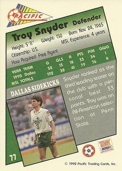 1991-92 Pacific MSL #77 Troy Snyder Back