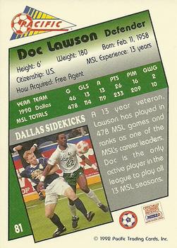1991-92 Pacific MSL #81 Doc Lawson Back