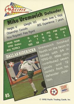 1991-92 Pacific MSL #85 Mike Uremovich Back