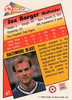 1991-92 Pacific MSL #67 Joe Barger Back