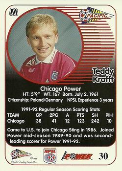 1993 Pacific NPSL #30 Teddy Krafft Back