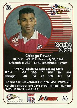 1993 Pacific NPSL #33 Kumba Olabi Back