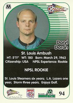 1993 Pacific NPSL #94 Daryl Doran Back