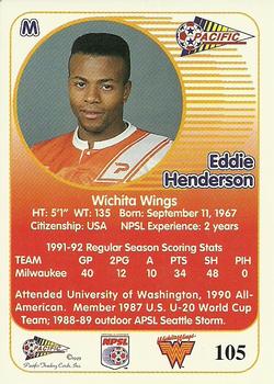 1993 Pacific NPSL #105 Eddie Henderson Back