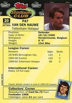1992 Stadium Club #20 Pat Van Den Hauwe Back