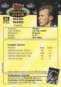 1992 Stadium Club #62 Mark Ward Back