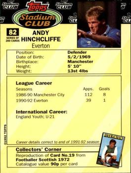 1992 Stadium Club #82 Andy Hinchcliffe Back