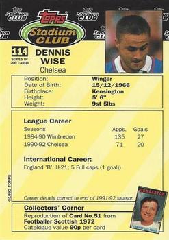 1992 Stadium Club #114 Dennis Wise Back