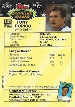 1992 Stadium Club #141 Tony Dorigo Back