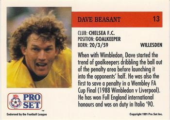 1991-92 Pro Set (England) #13 Dave Beasant Back