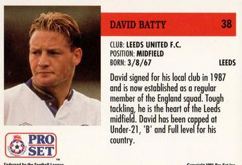 1991-92 Pro Set (England) #38 David Batty Back
