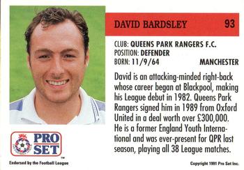 1991-92 Pro Set (England) #93 David Bardsley Back