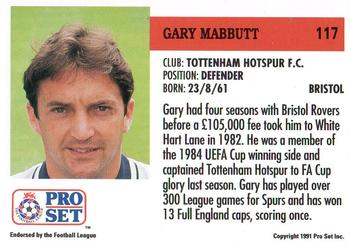 1991-92 Pro Set (England) #117 Gary Mabbutt Back