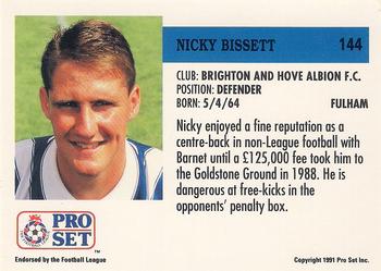 1991-92 Pro Set (England) #144 Nicky Bissett  Back