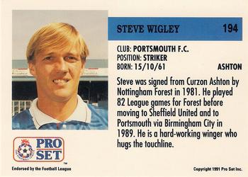 1991-92 Pro Set (England) #194 Steve Wigley Back