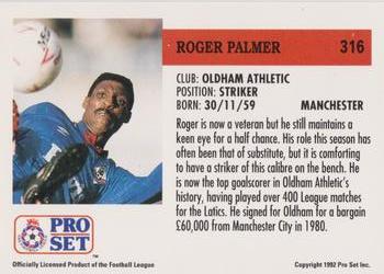 1991-92 Pro Set (England) #316 Roger Palmer  Back