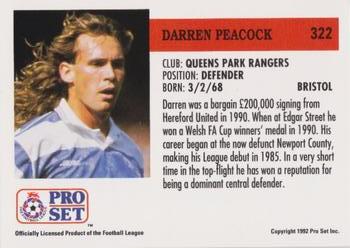 1991-92 Pro Set (England) #322 Darren Peacock  Back