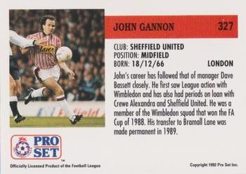 1991-92 Pro Set (England) #327 John Gannon  Back