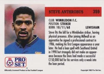 1991-92 Pro Set (England) #359 Steve Anthrobus  Back